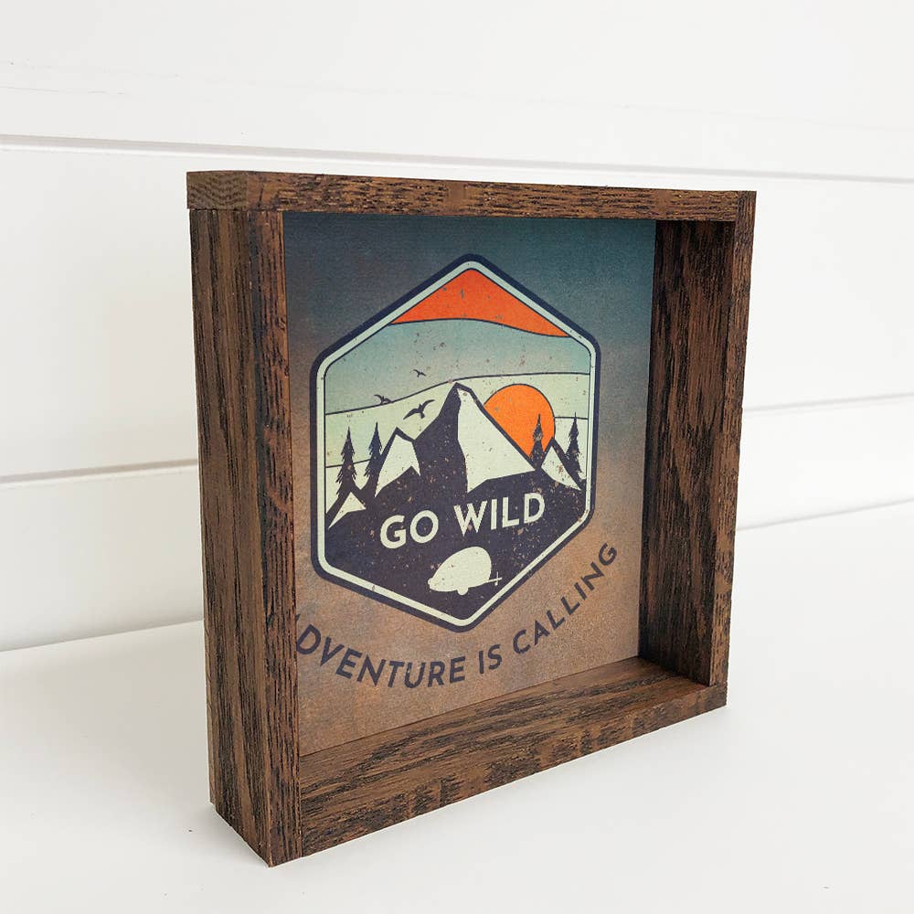 Adventure is Calling RV Camper Small Décor Wood Frame