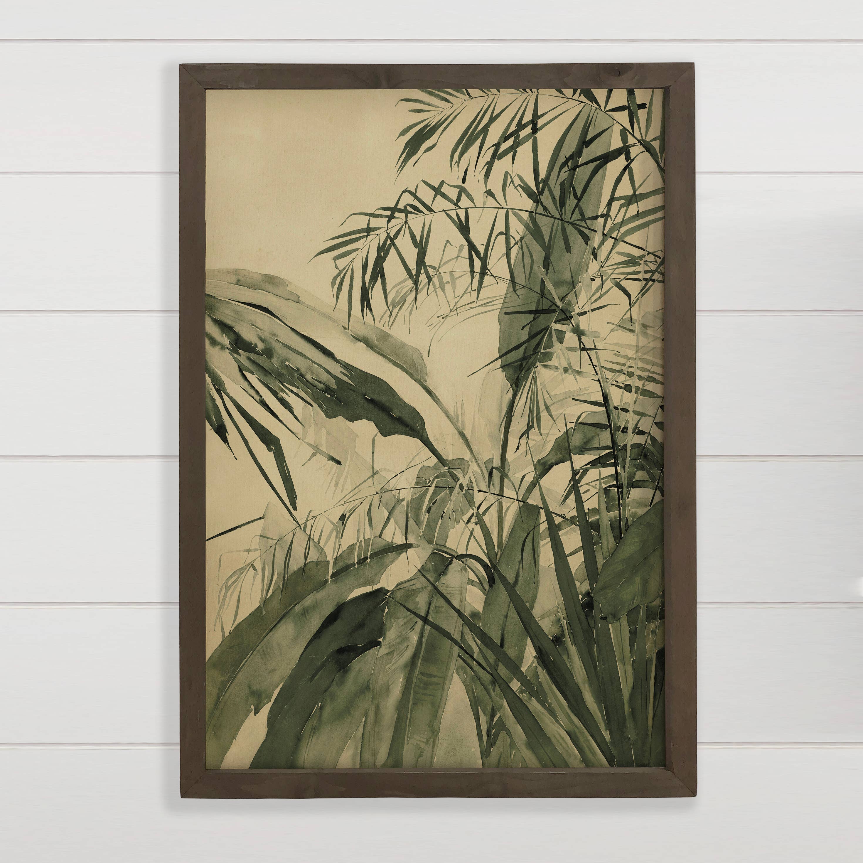 Tropical Plant Monochromatic - Tropical Canvas Art - Framed