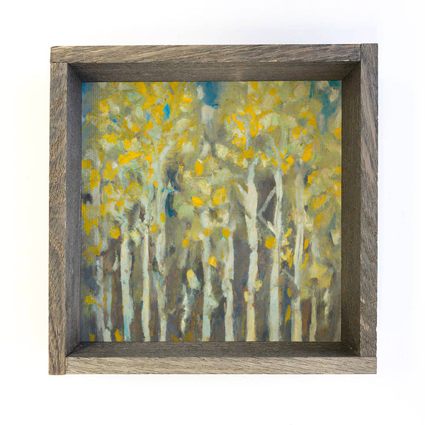 Yellow Birch Trees Small Canvas Wall Art Small Sign
