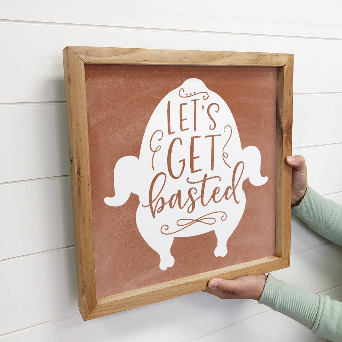 Let's Get Basted - Thanksgiving Word Art - Framed Canvas Art