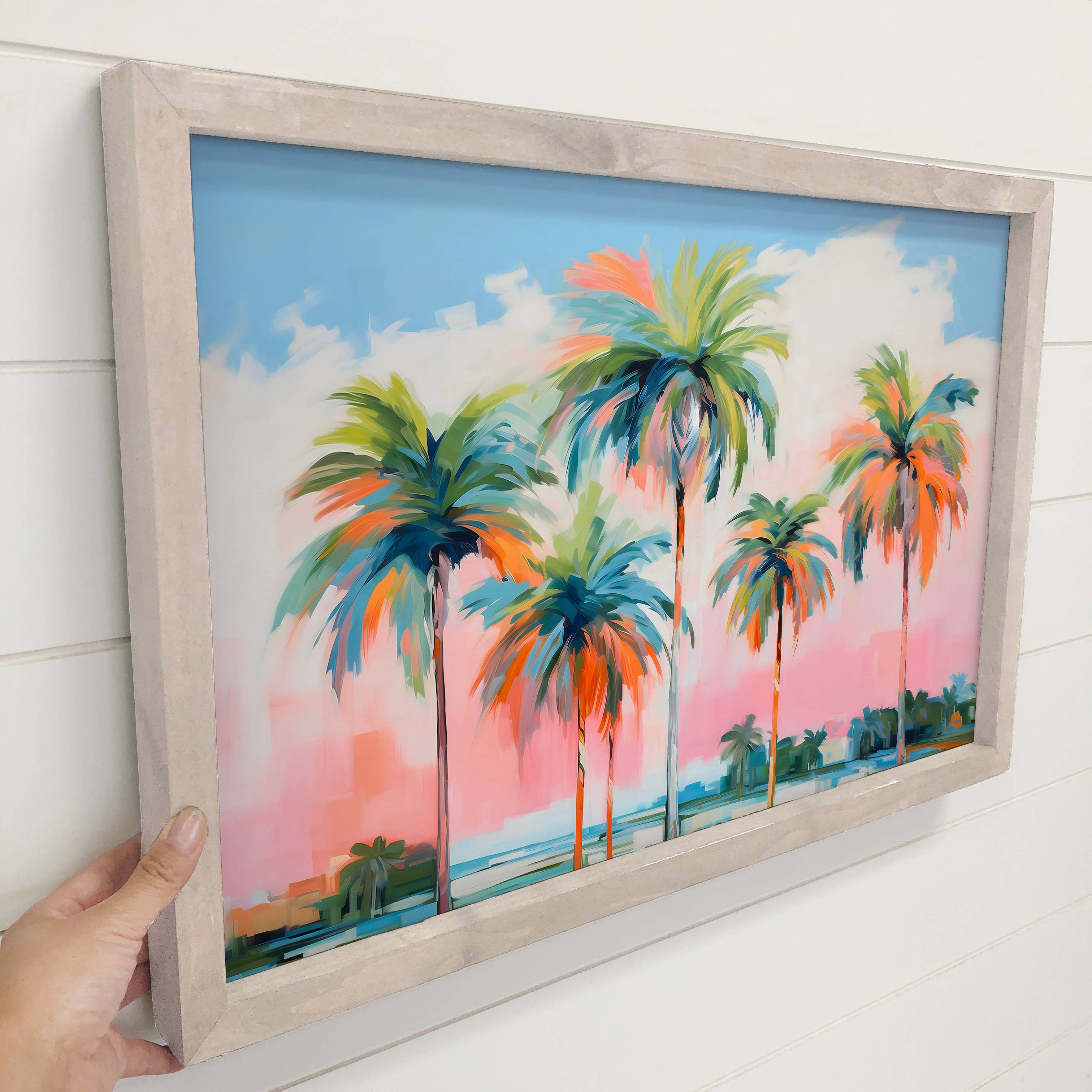 Fun Palm Trees - Palm Tree Canvas Art - Wood Framed Decor