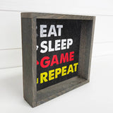 Kids Room Decor- Eat Sleep Game Repeat- Cute Wall Decor Sign