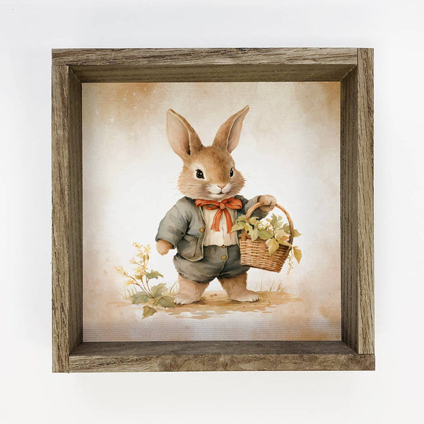 Woodland Cute Bunny - Cute Bunny Canvas Art - Wood Framed