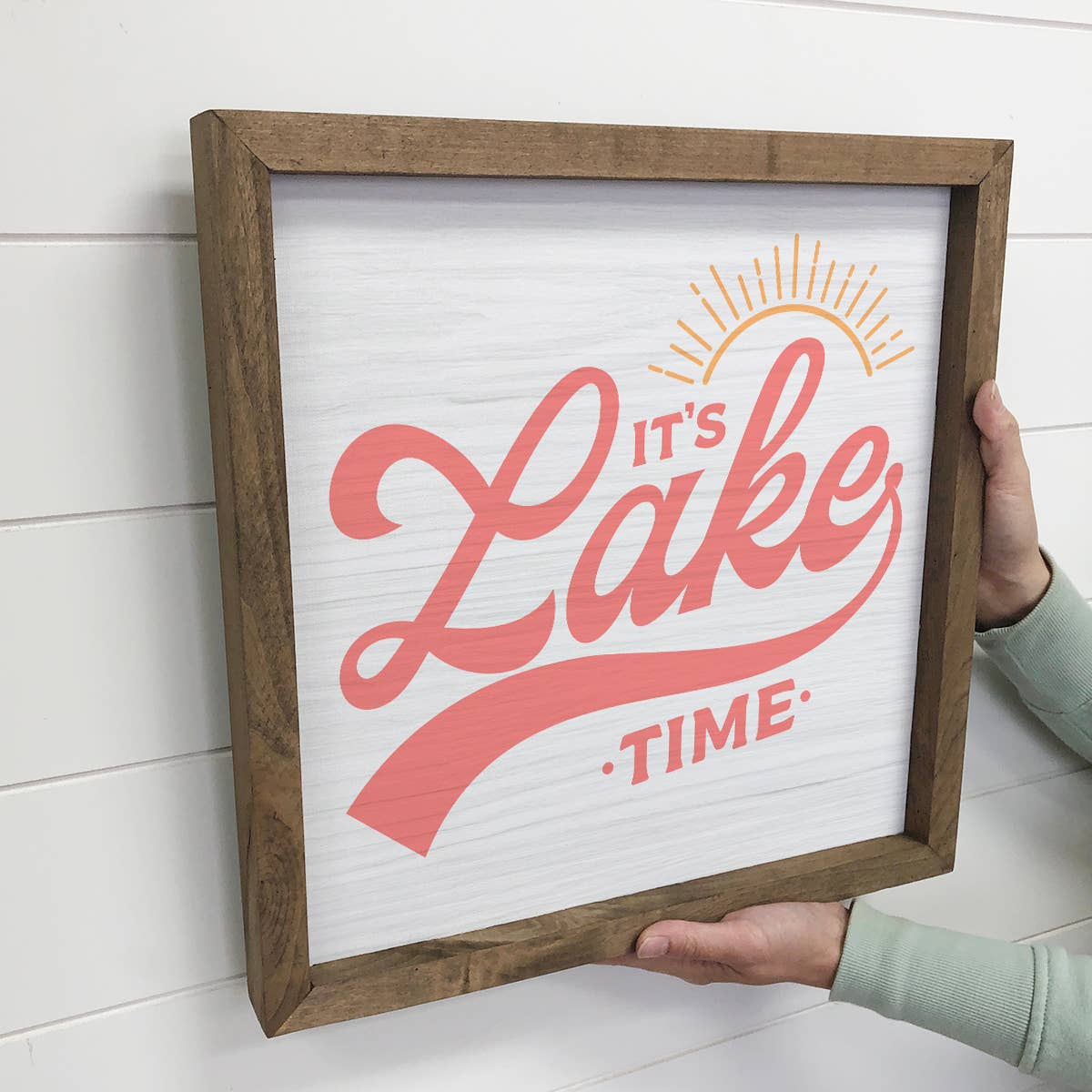 It's Lake Time - Lake Word Sign - Wood Framed Canvas Art