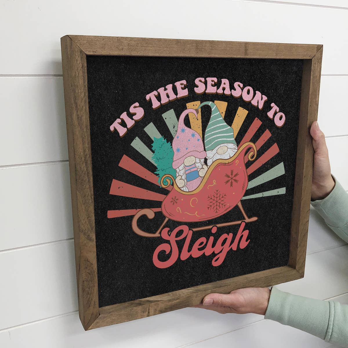 Retro Tis the Season to Sleigh - Retro Holiday Canvas Art