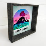 Dino Volcano "DINO ZONE" Small Shelf Sitting Canvas Sign