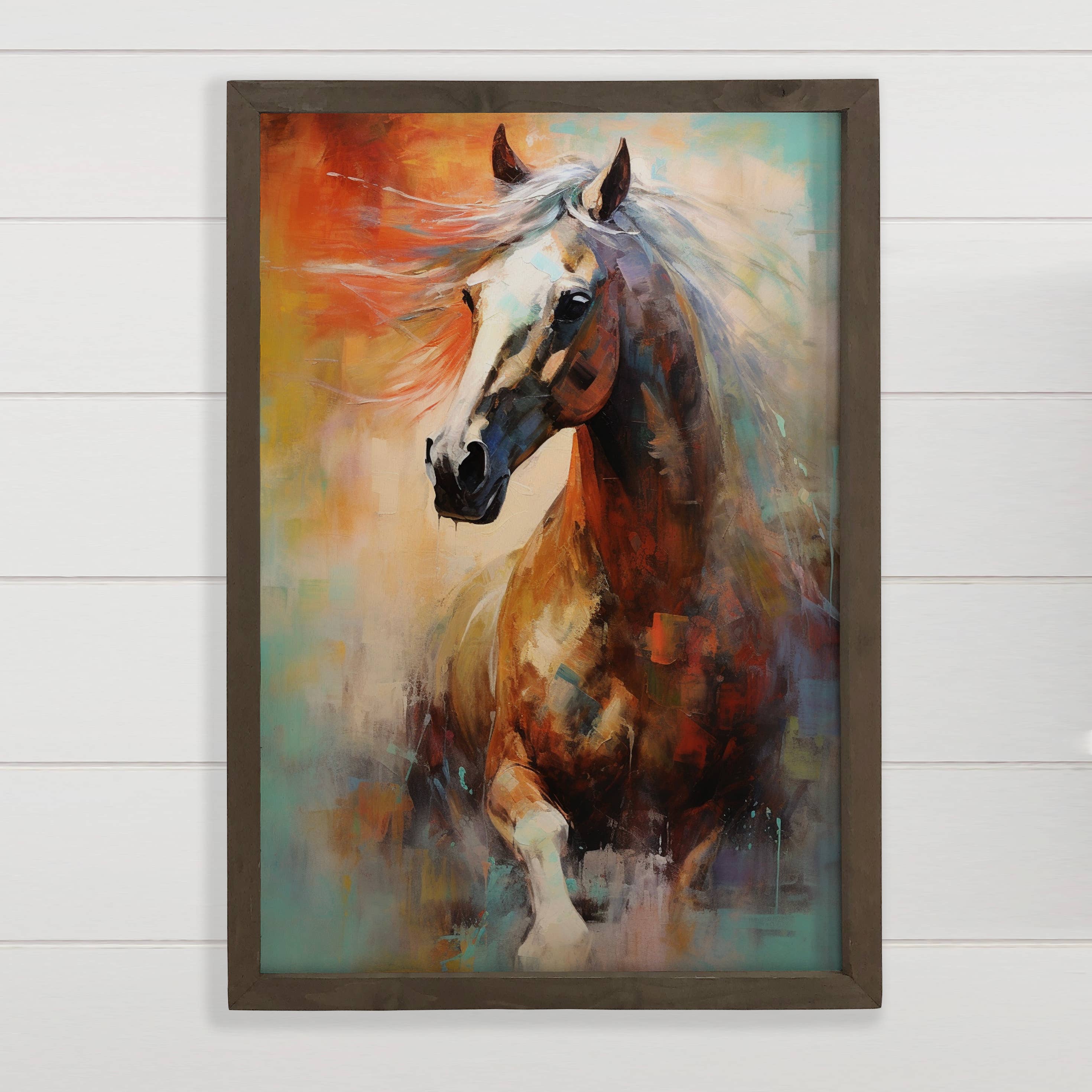 Bold Abstract Horse - Abstract Horse Canvas Art - Wood Frame