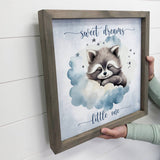 Sweet Dreams Raccoon - Cute Raccoon Canvas Art - Wood Framed