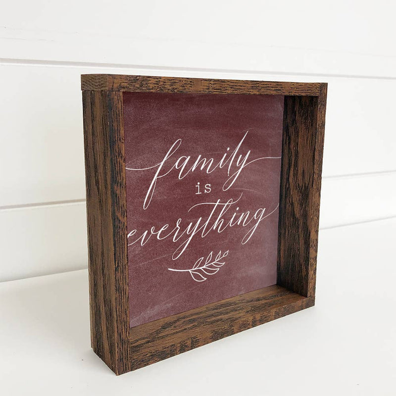 Small Shelf Sitting Canvas & Wood Sign Family is Everything