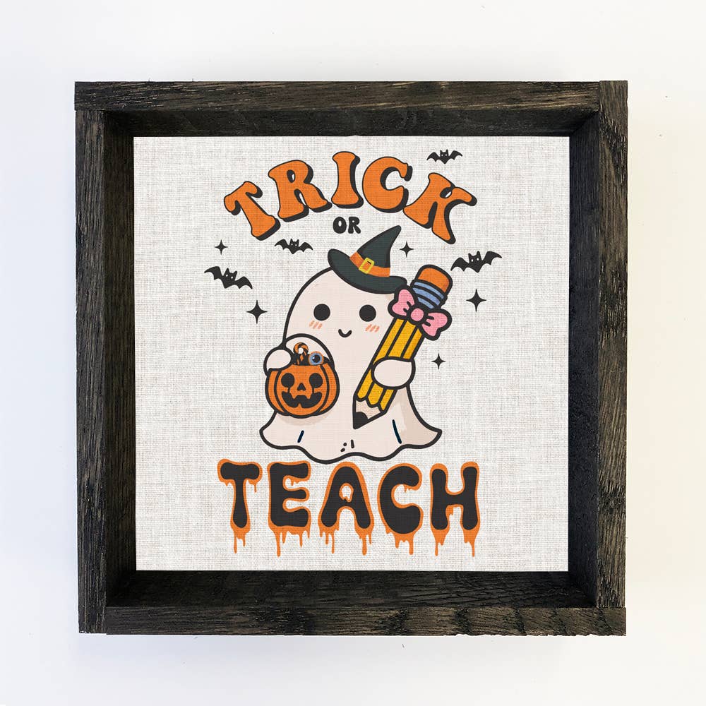 Funny Halloween Trick or Treach - Halloween Teacher Wall Art