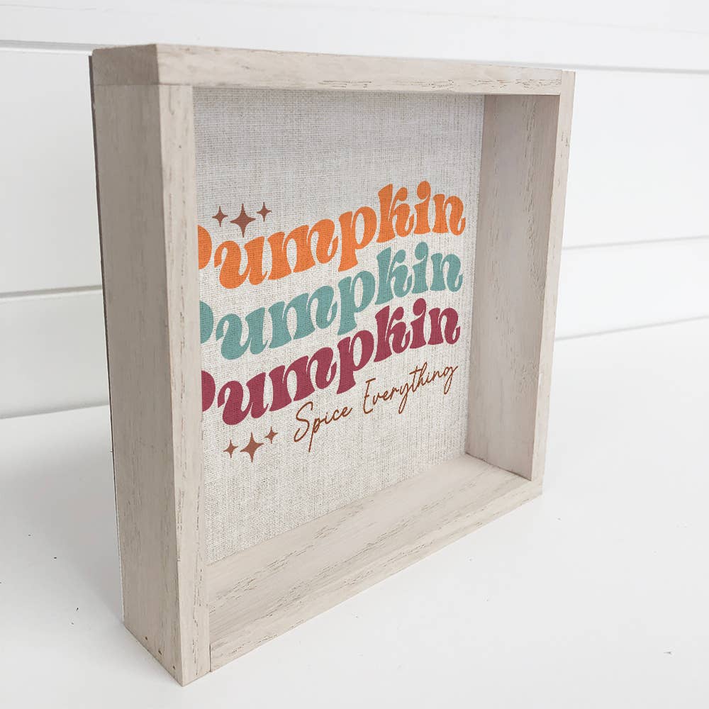 Pumpkin Spice Retro Word Sign - Thanksgiving Word Canvas Art