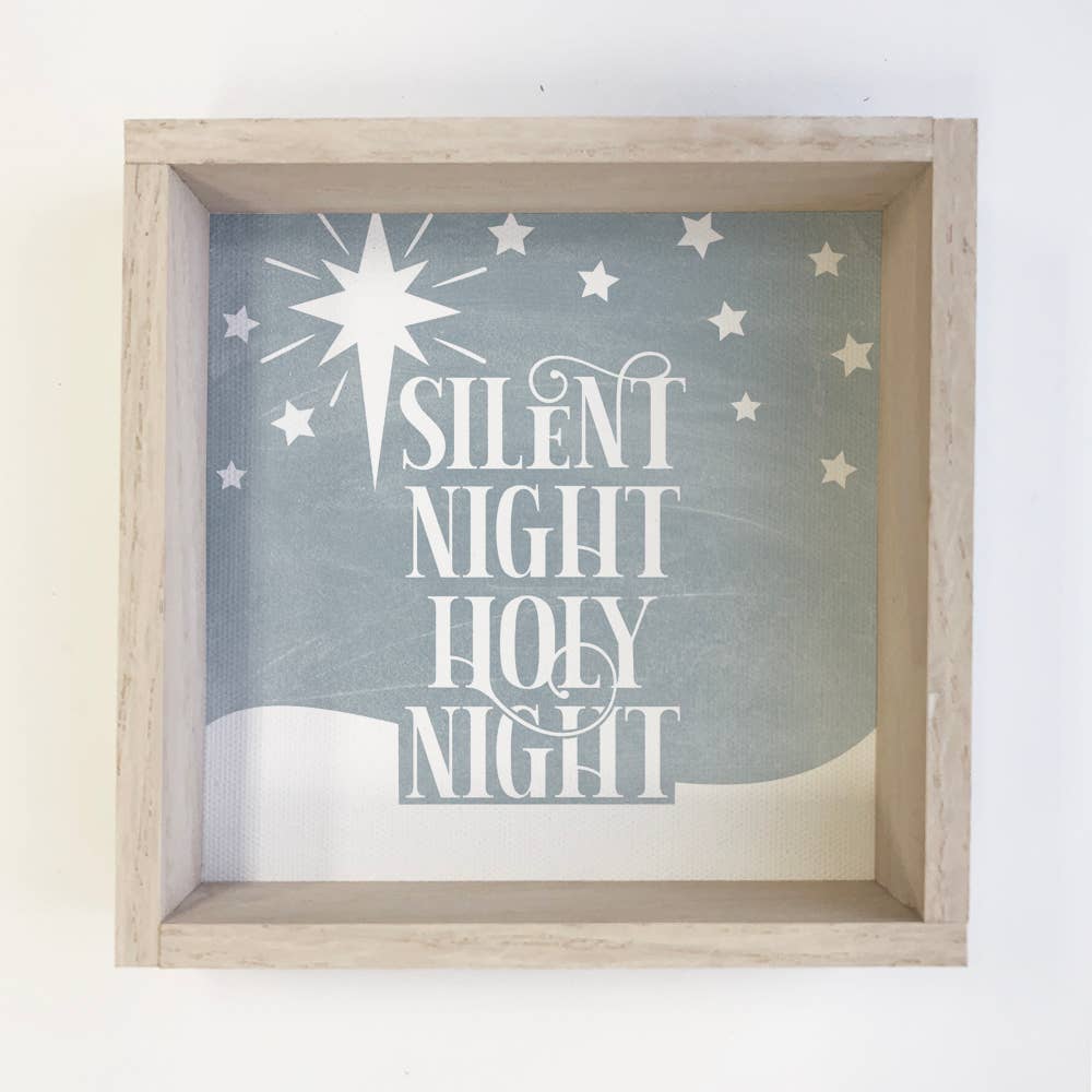 Christmas Sign- Silent Night Holy Night- Blue Christmas Sign