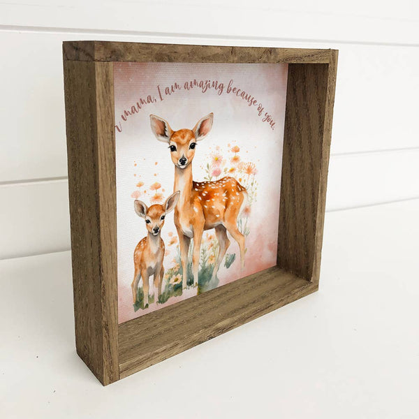 Deer Mama Wall Art - Wildlife Canvas Art - Wood Framed Art