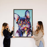 Colorful French Bulldog Painting - Framed Canvas Art