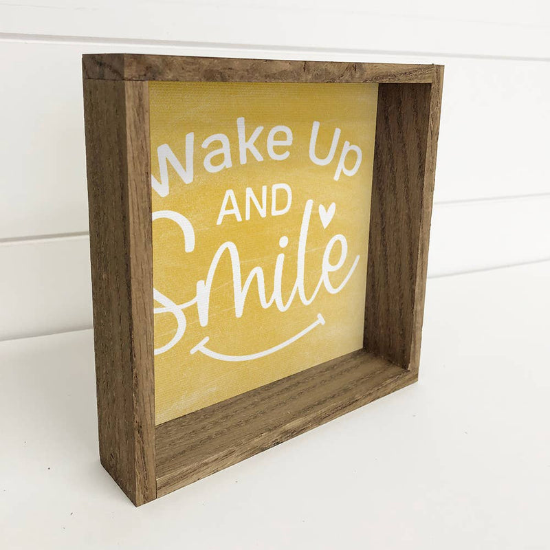 Wake Up with A Smile - Inspiring Canvas Sign Art - Framed