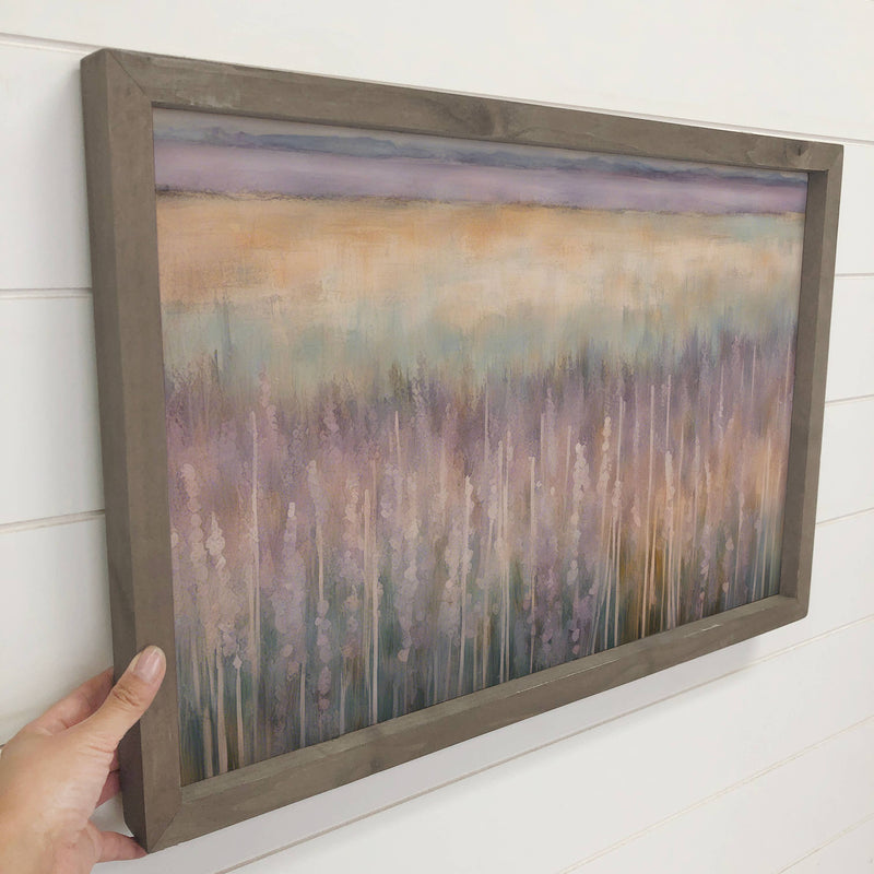 Abstract Lavender Field - Nature Canvas Art - Wood Framed