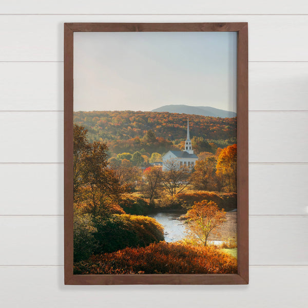 Autumn Morning Stowe Vermont - Nature Canvas Art - Framed