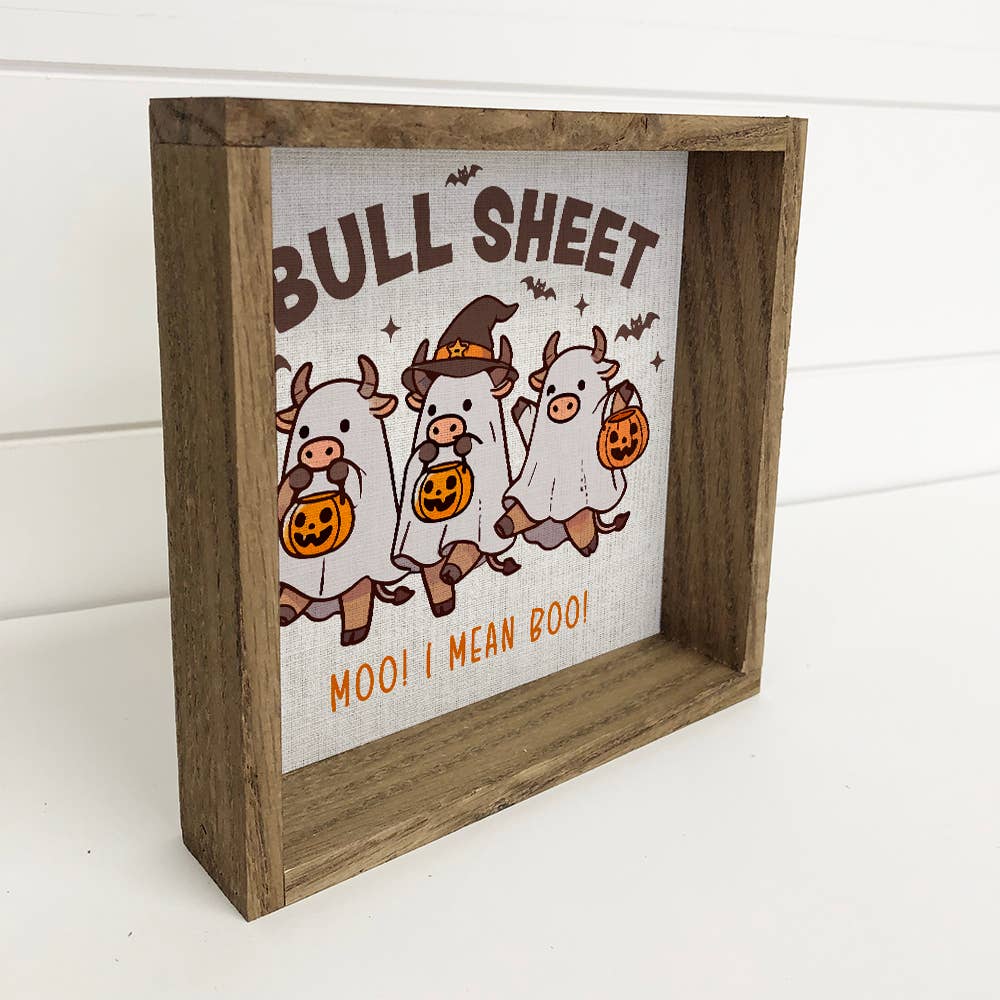 Funny Halloween Bull Sheet - Halloween Canvas Art - Framed