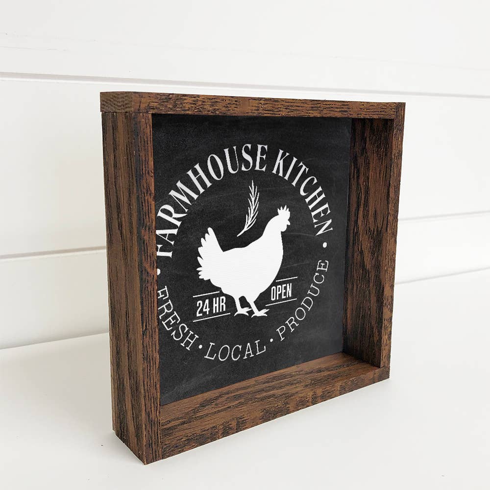 Farmhouse Kitchen Small Wood Canvas With Walnut Frame