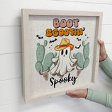 Boot Scootin Spooky - Cute Halloween Sign - Framed Word Sign