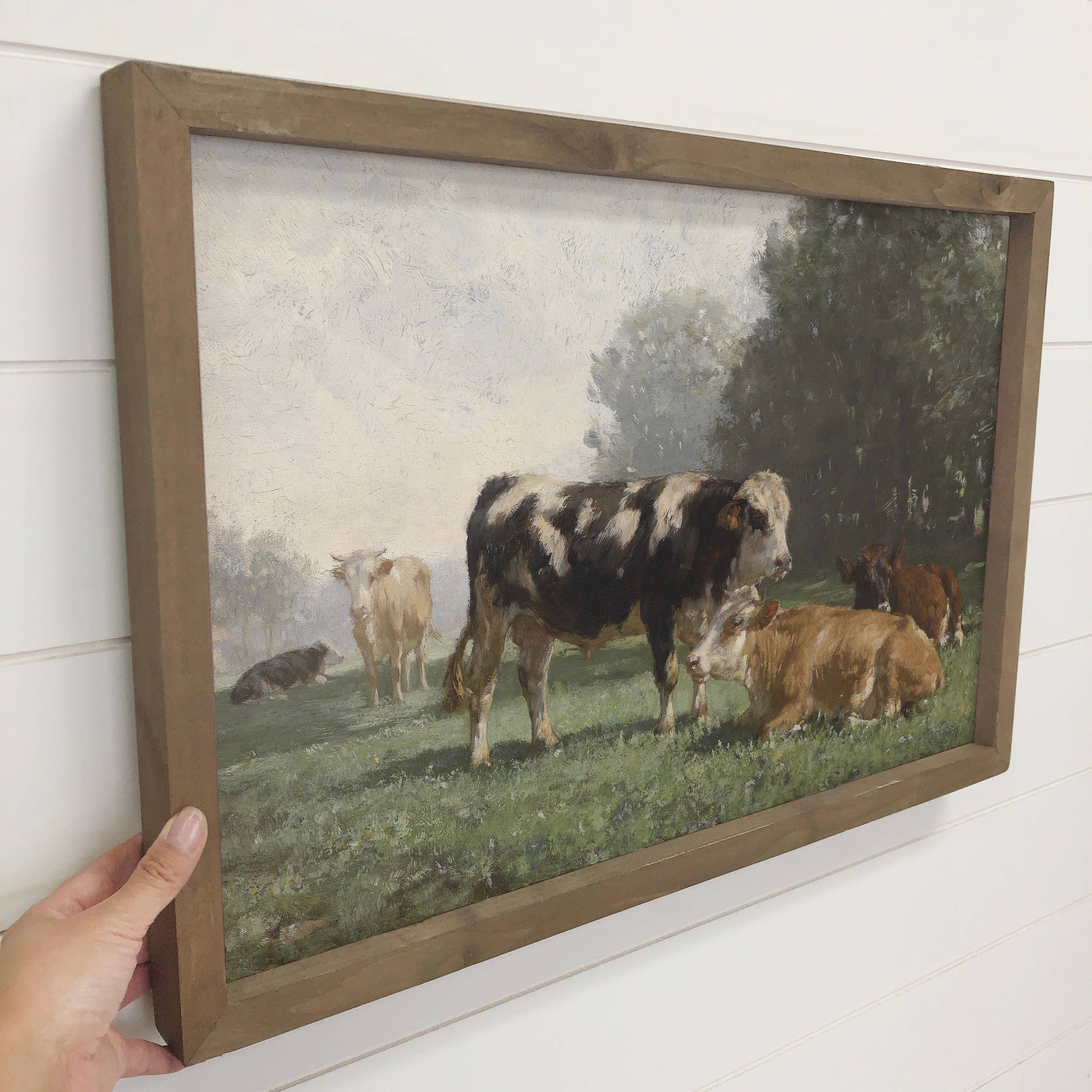 Dutch Cow Painting - Farmhouse Canvas Art - Wood Framed Art