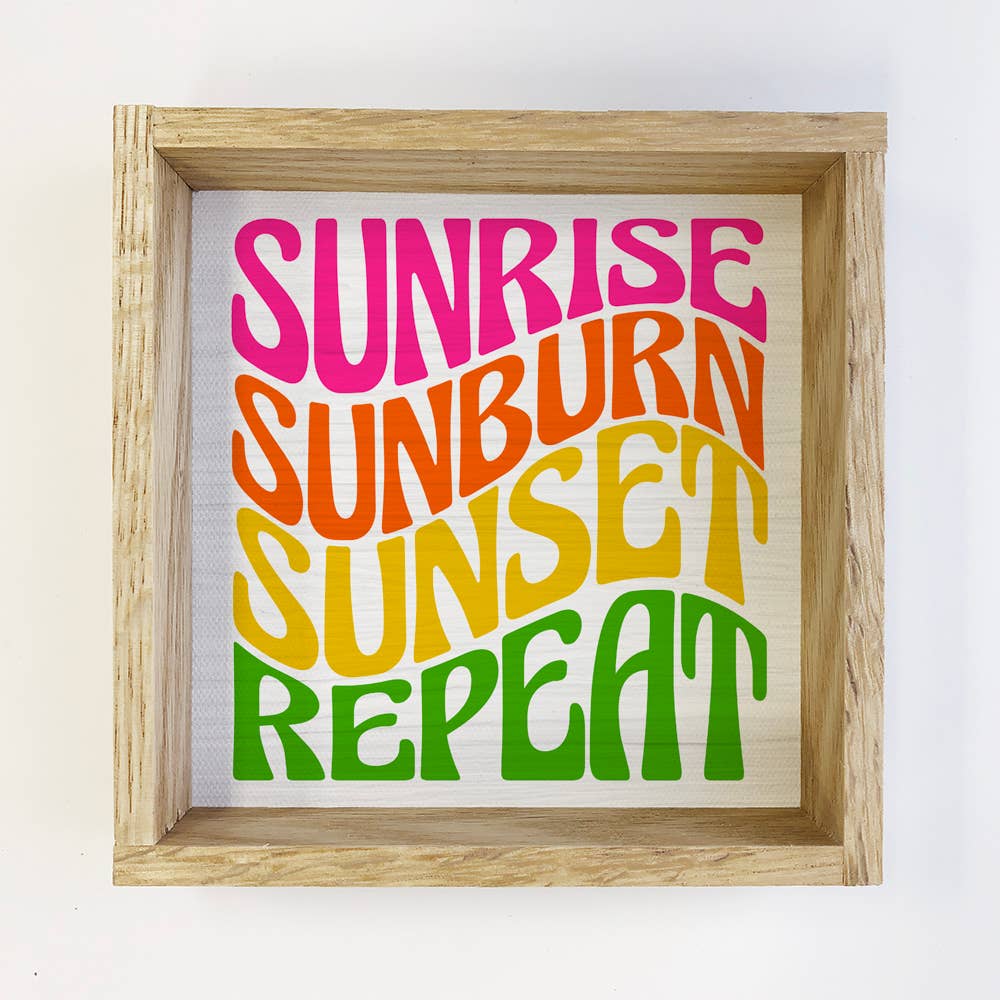 Sunrise Sunburn Sunset - Summer Word Art - Wood Framed Decor