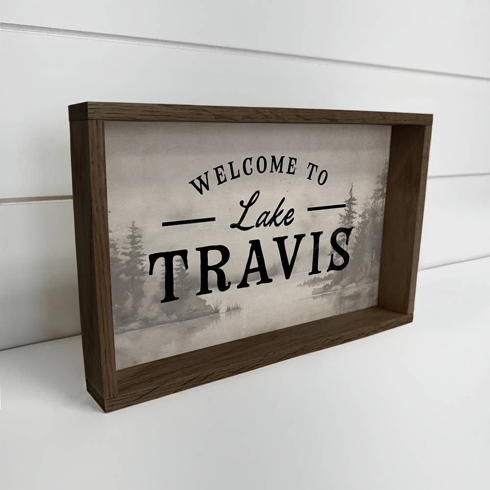 Custom Lake Welcome Gray - Lake House Wall Art - Wood Framed