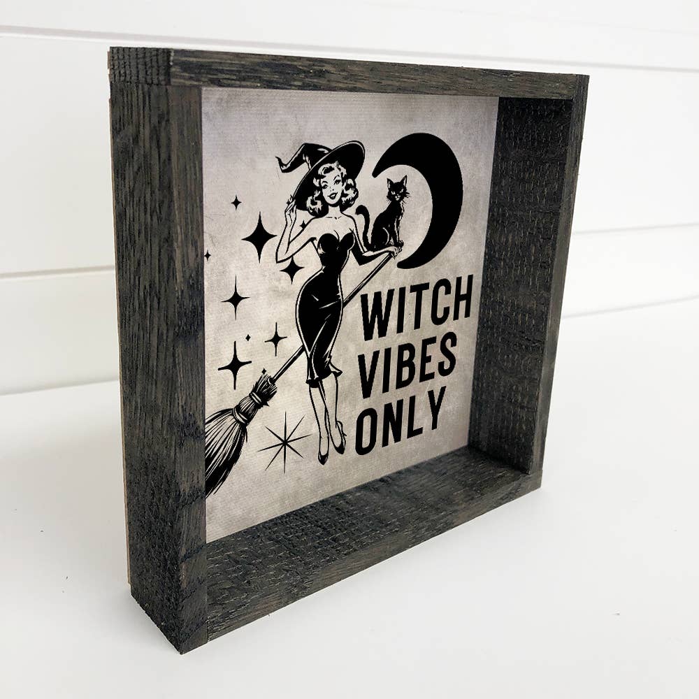 Witch Vibes Only - Halloween Canvas Art - Wood Framed Decor