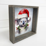 Koala Santa - Cute Holiday Animal Canvas Art - Wood Framed