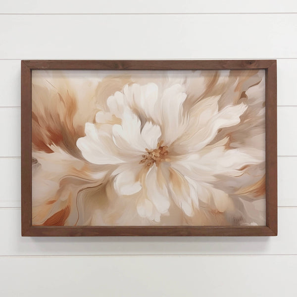 White Rust Flower - Flower Canvas Art - Wood Framed Wall Art