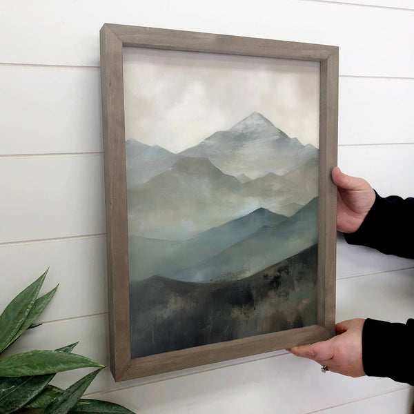 Mountains in Shades of Gray - Nature Canvas Art - Wood Frame