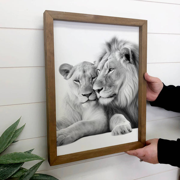 Lion and Lioness - Wildlife Photography Canvas Art - Framed