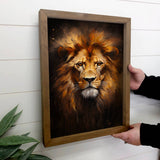 Lion in the Shadows - Lion Canvas Art - Wood Framed Decor