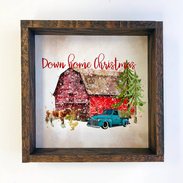 Downhome Christmas Barn Small Holiday Canvas Sign