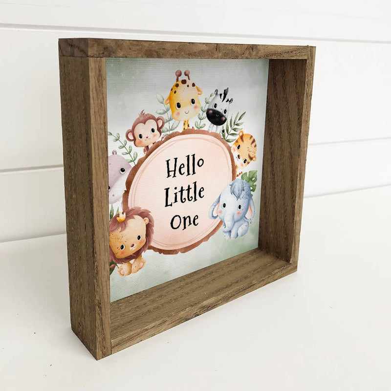 Hello Little One - Cute Baby Animals - Nursery Art & Frame