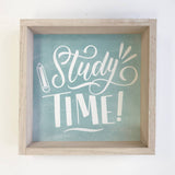 Study Time - Cute Framed Word Art Sign - Canvas Word Decor