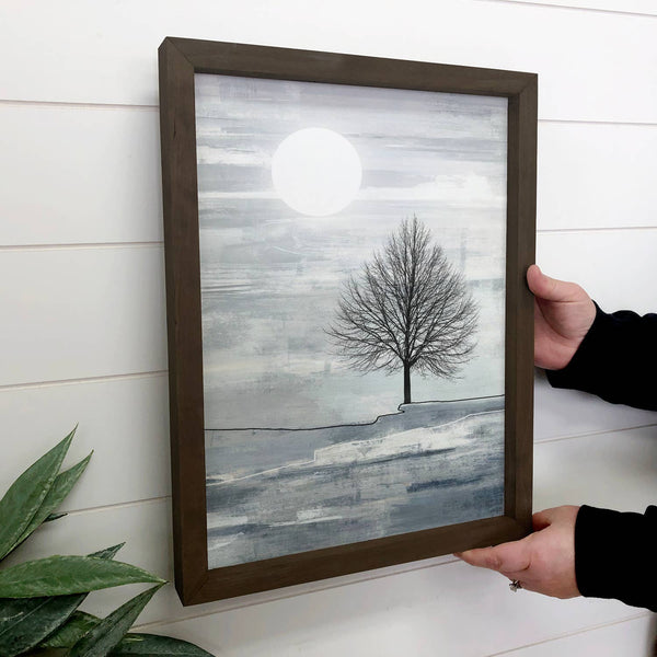 Rustic Lone Tree - Framed Nature Sketch - Farmhouse Wall Art