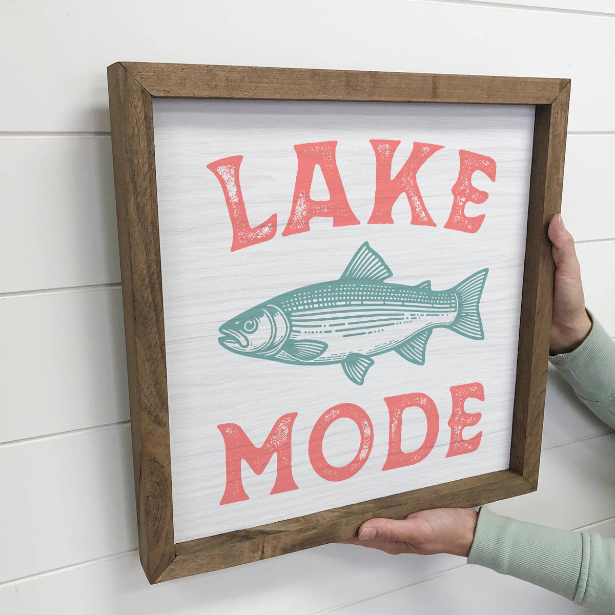 Lake Mode Fish - Lake House Word Art - Framed Canvas Art