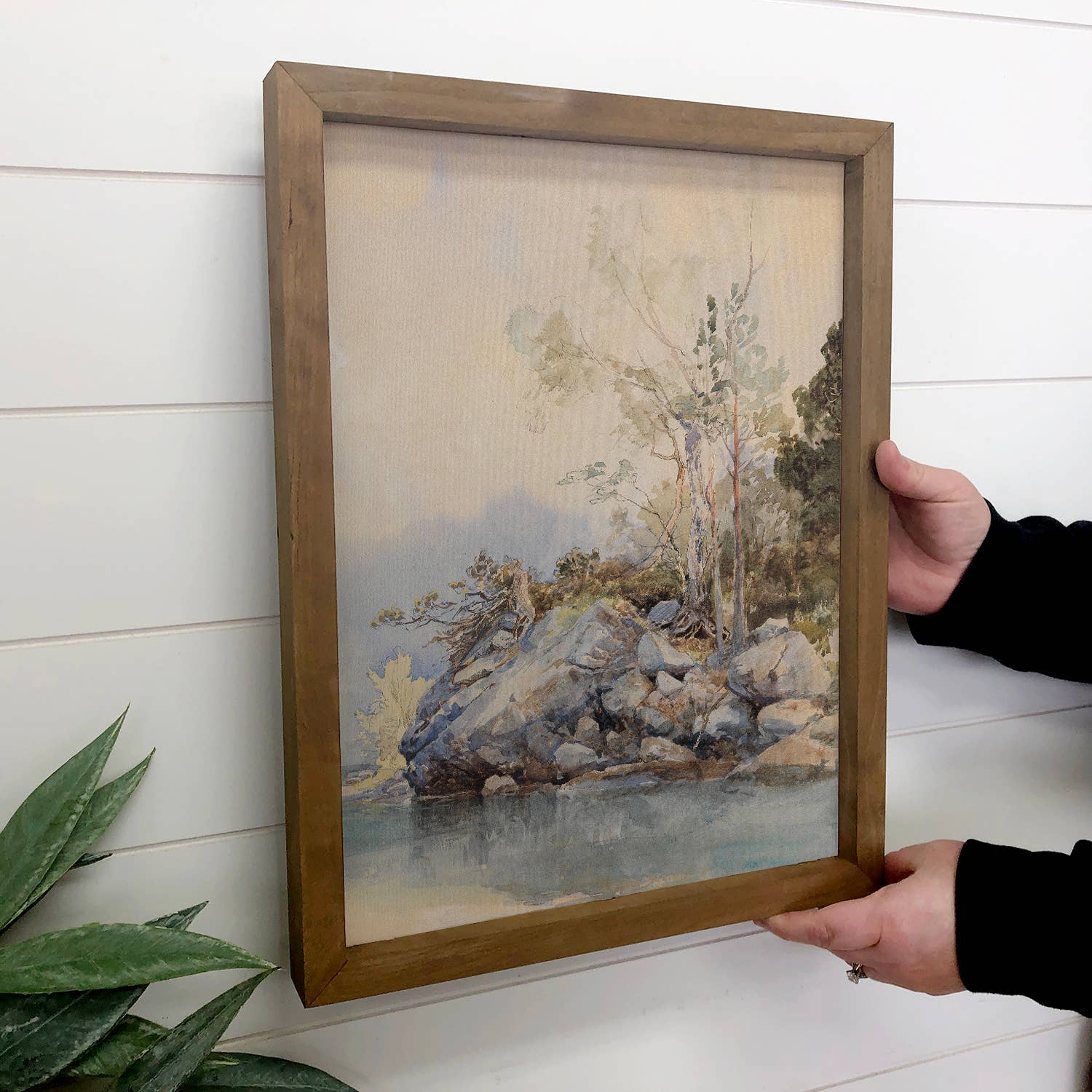 Trees at the Water Edge - Nature Canvas Art - Wood Framed