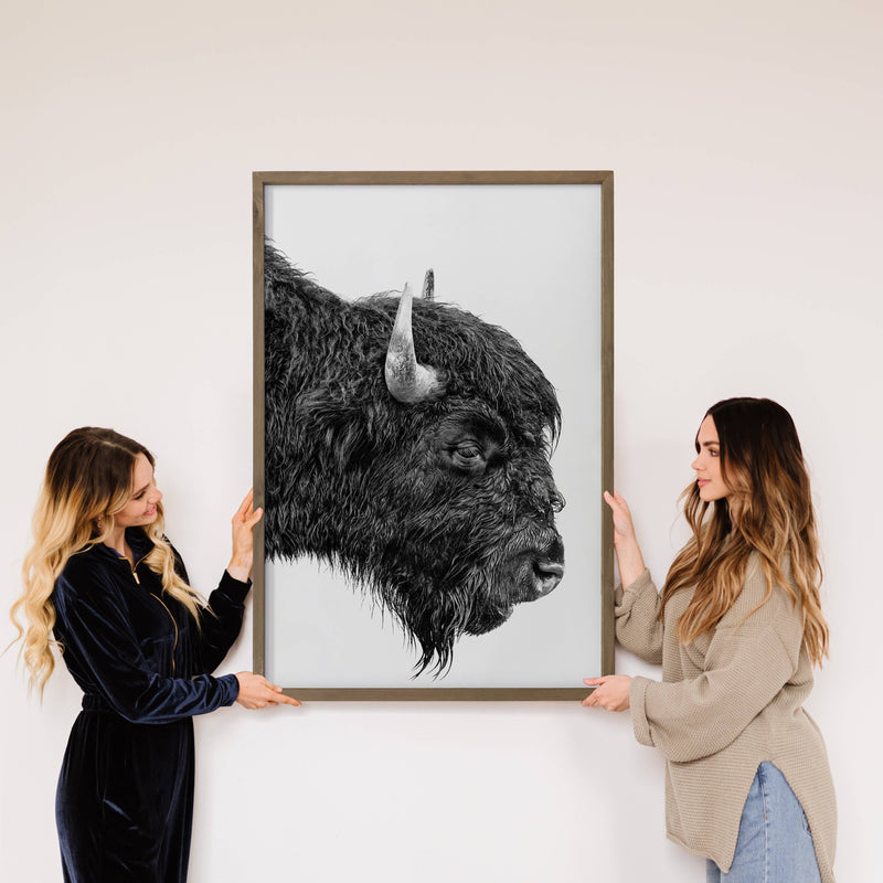 Bison Portrait - Framed Animal Photograph - Ranch House Art