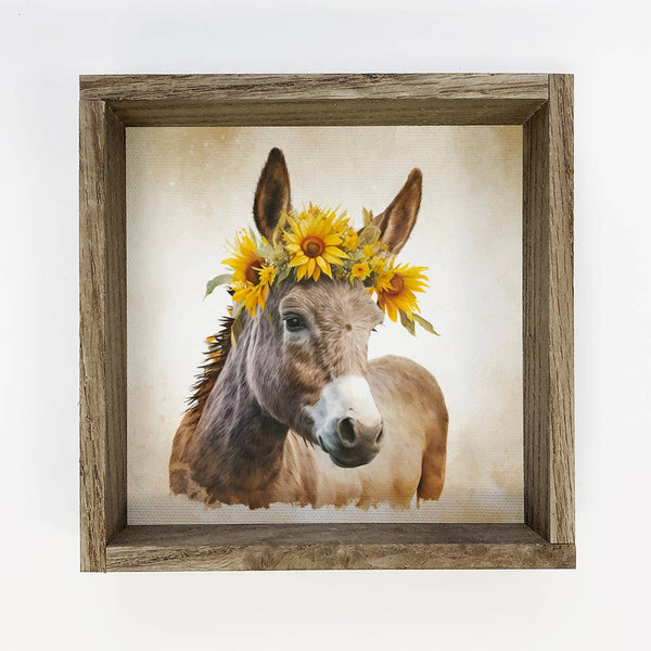 Sunflower Donkey - Cute Farm Animal - Sunflower Crown