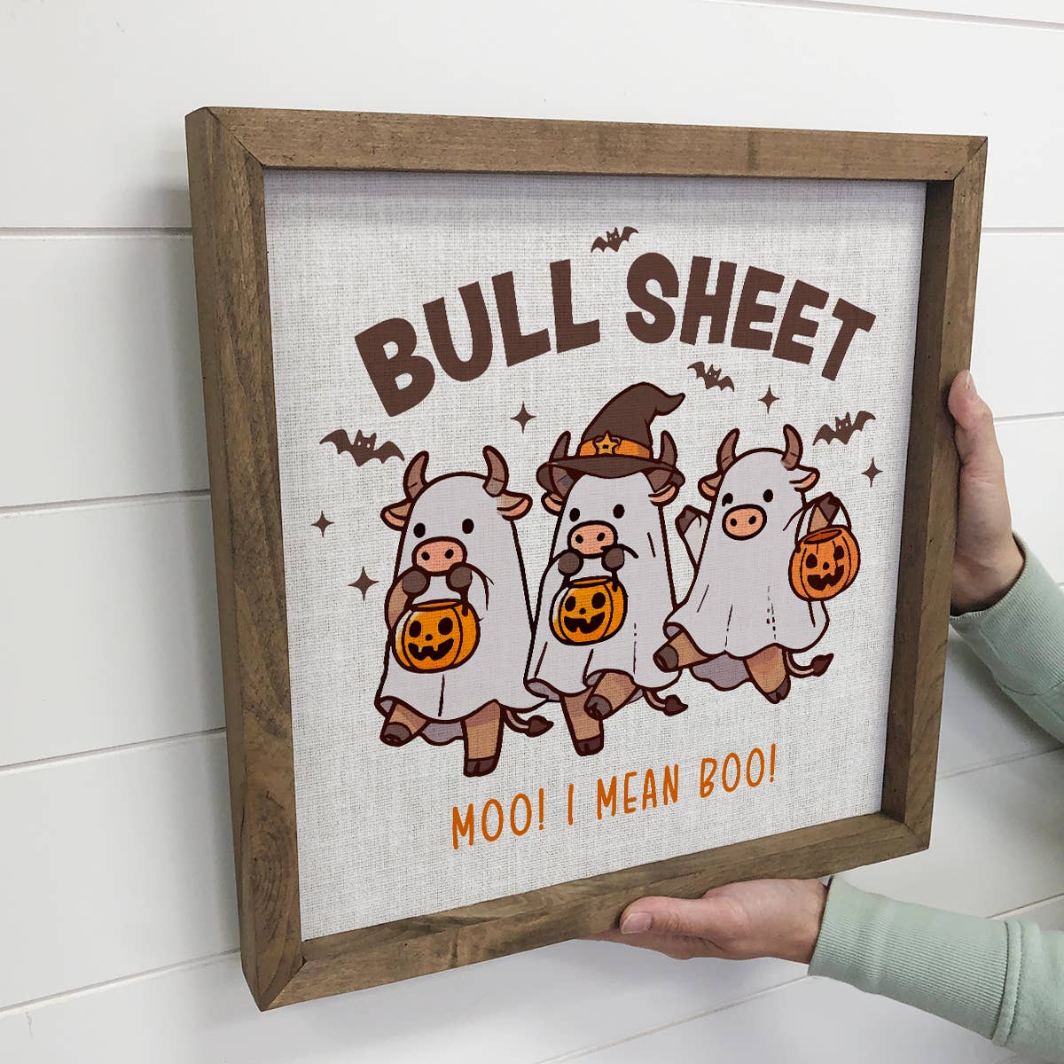 Funny Halloween Bull Sheet - Halloween Canvas Art - Framed