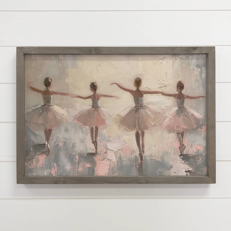 Four Ballerinas - Dancing Canvas Art - Wood Framed Wall Art