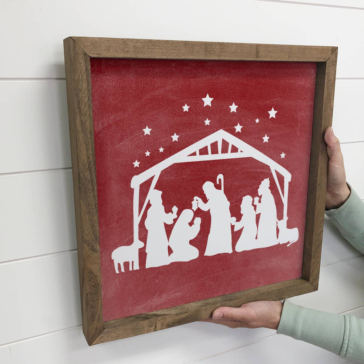 Nativity Red Canvas Wall Art Small Christmas Small Decor