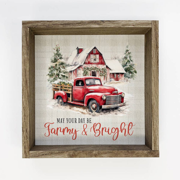 Farmy & Bright Vintage Truck - Cute Christmas Canvas Artwork