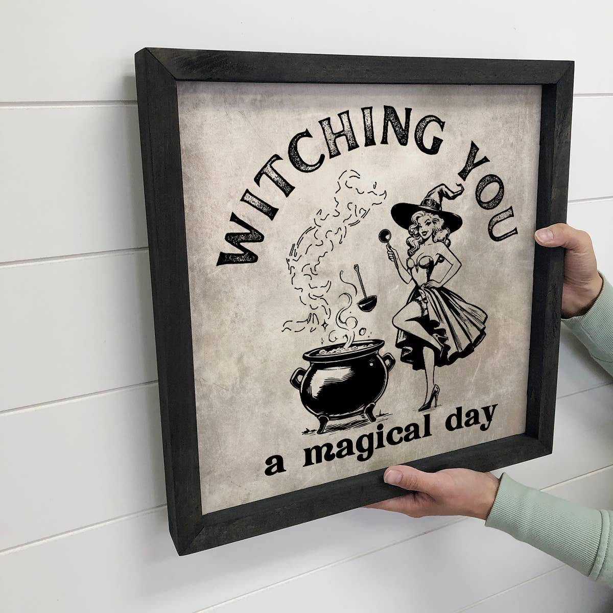 Witching You A Magical Day - Halloween Canvas Art - Framed