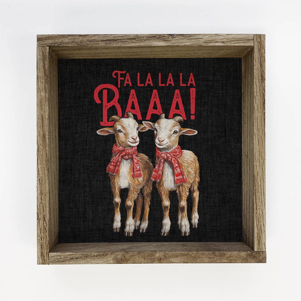 Fa La La La Baa Christmas Goats - Christmas Canvas Art
