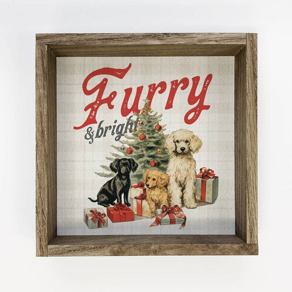 Furry & Bright - Cute Dog Holiday Wall Art - Funny Wall Art