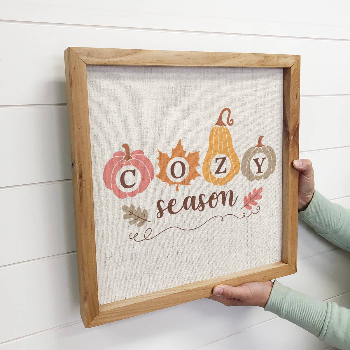 Cozy Season Fall Pumpkins -Fall Canvas Art - Wood Framed Art