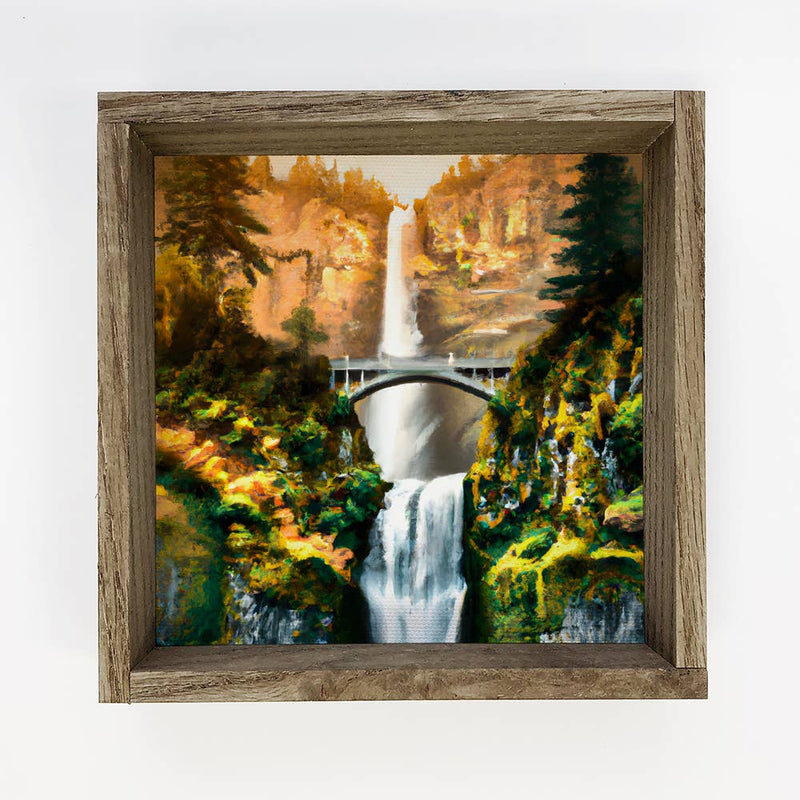 Multnomah Falls Oregon Based Small Souvenir Framed Sign